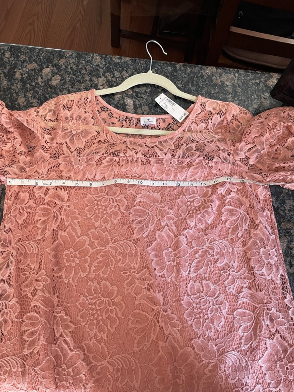 Dressbarn Rose Floral Lace Short-Sleeve Top - Picture 9 of 11